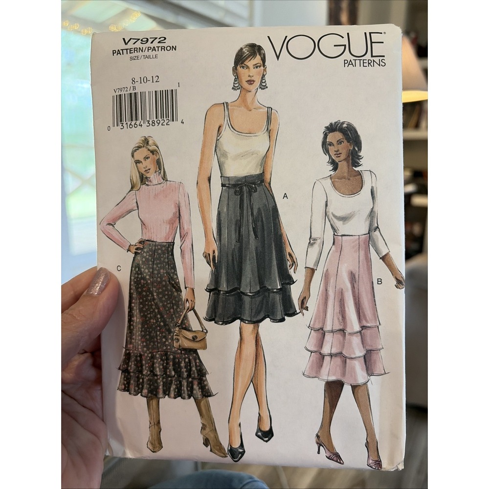 Vogue V7972 Flared Ruffled or Layered Skirt Sewing Pattern Sizes 8, 10, 12 Uncut